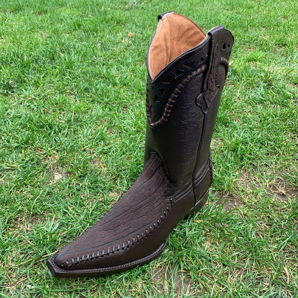 MEN'S WESTERN COWBOY BOOTS BULL NECK LEATHER HANDMADE BOTA VAQUERA BROWN 097 2X - Picture 7 of 8